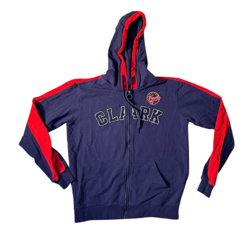 FISLL Indiana Fever Caitlin Clark 22 Full Zip Hoodie Navy Red WNBA Womens Medium